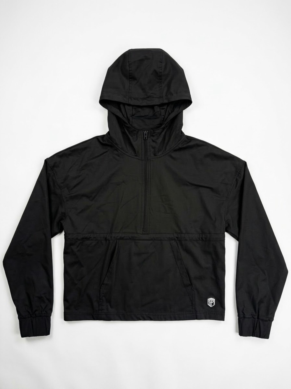 Born Primitive Black Hooded Cropped Half-Zip Windbreaker